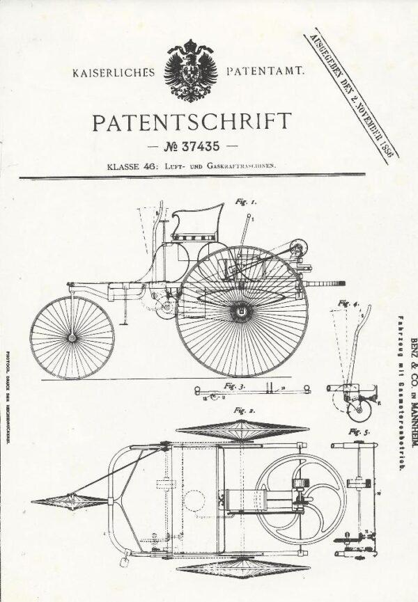 Patente del "Benz Patent-Motorwagen Nr. 1"